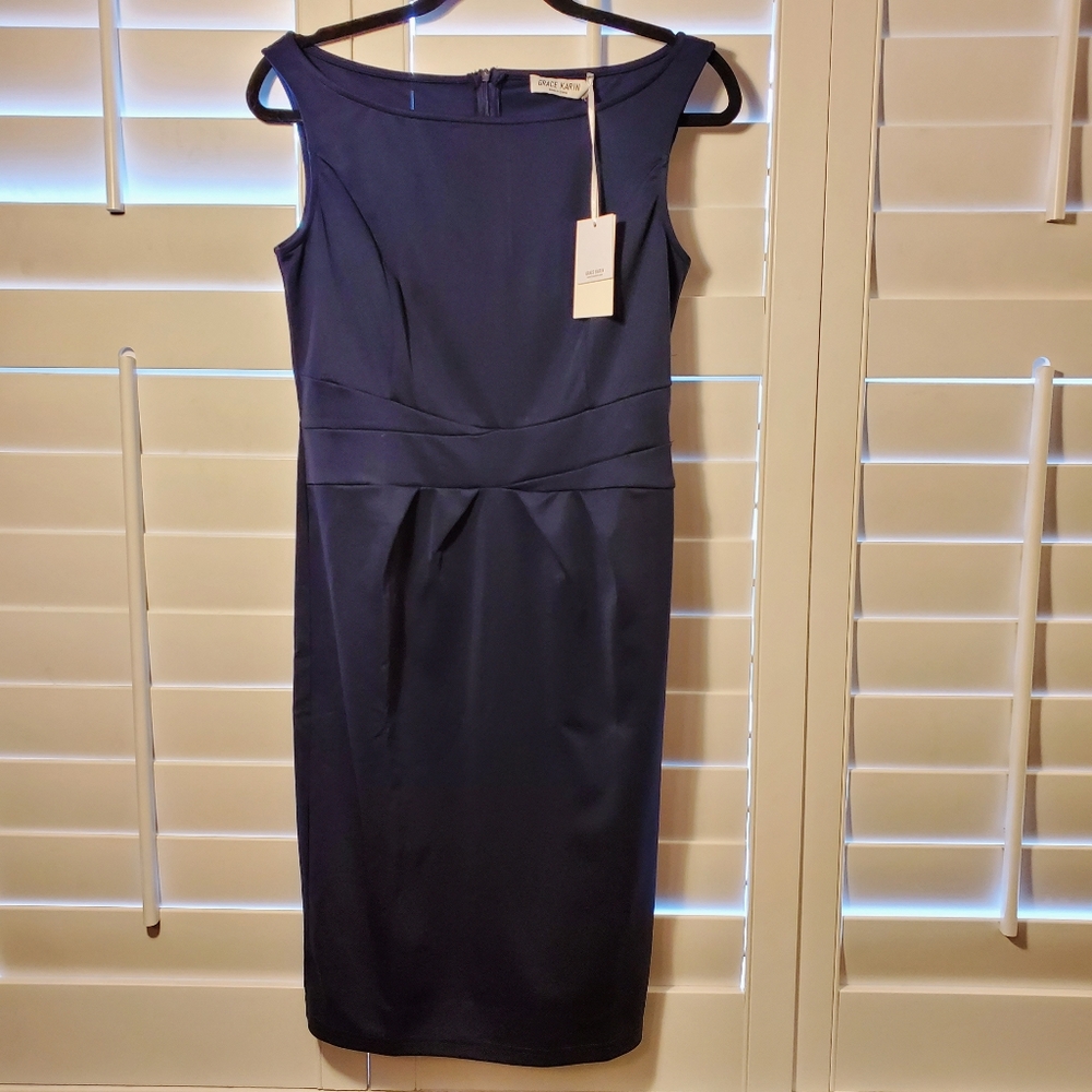 Grace Karin Blue Sleeveless Spandex Dress - Size M